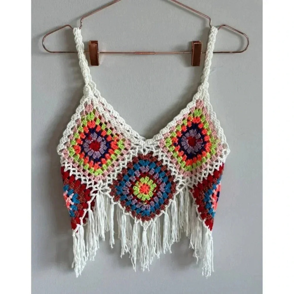 Unbranded Womens Ethnic Bohemian Crochet Boho Chic Tank Top Multi Sz M - Picture 2 of 7